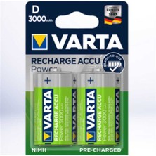 Varta 3000MAH Şarjlı D Size Büyük Boy Pil 2'li