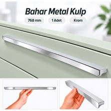Badem10 Bahar Krom Çekmece Kulpu 768 mm Modern Dolap Kapağı Kulpu Metal Mobilya Mutfak Gardırop Kulp Modeli