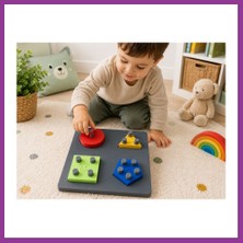 Bezos 3D Baskı Montessori Şekil Eşleştirme Oyunu - Eğitici Ince Motor Beceri Seti Atg