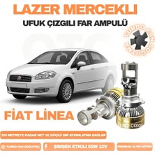 OtoÇizgi Fiat Linea 2007 - 2018 Kısa Far Uyumlu Mercek LED Ufuk Çizgili Far Ampulü LED Şimşek Etkili
