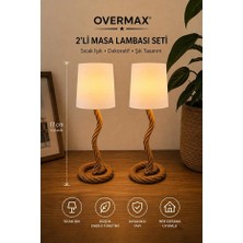Overmax Rustik Halat Tasarımlı Ikili Minyatür Abajur / Masa Üstü Dekor Lambası 17X6 cm