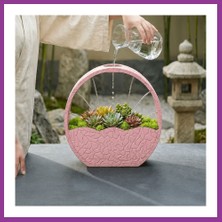Bezos 3D Baskı Self-Watering Planter - Kendi Kendini Sulayan Saksı-Pembe Atg