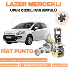 OtoÇizgi Fiat Punto Punto Evo 2009 - 2018 Kısa Far Uyumlu Mercek LED Ufuk Çizgili Far Ampulü LED Şimşek Etkili