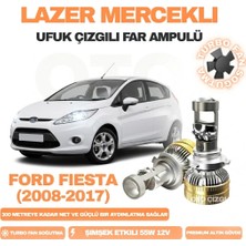 OtoÇizgi Ford Fiesta 2008 - 2017 Kısa ve Uzun Far Uyumlu Mercek LED Ufuk Çizgili Far Ampulü LED Şimşek Etkili