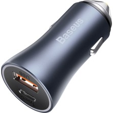 Baseus Golden Connector Pro – 40W USB + Type-C Araç Şarj Cihazı – Koyu Gri