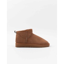 Nişantaşı Shoes Taba Süet Dış Materyalli Kalın Topuklu Mini Yarım Bot Kadın Ayakkabı