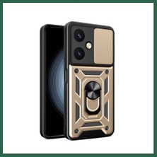 Vintessy Vıntessy Vivo Y27 Uyumlu Kılıf Pars Lens Yüzüklü Silikon - Gold BZS01