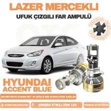 OtoÇizgi Hyundai Accent Blue 2011 - 2018 Kısa Far Uyumlu Mercek LED Ufuk Çizgili Far Ampulü LED Şimşek Etkili