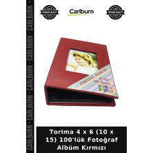Carlburn Özel Seri Torima 4 x 6 (10 x 15) 100'LÜK Fotoğraf Albüm Kırmızı Defter Hatıra Kapağı