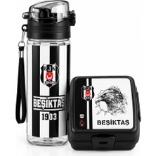 Beşiktaş Lisanslı Pipetli Su Matarası + Çatallı Kaşıklı Beslenme Kutusu