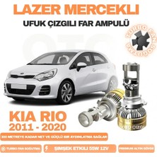 OtoÇizgi Kia Rio 2011 - 2020 Kısa Far Uyumlu Mercek LED Ufuk Çizgili Far Ampulü LED Şimşek Etkili