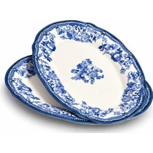 Porser Fulya Kayık Tabak Seti 26CM 2 Parça Navy