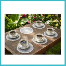 Defne Store 6 Lı Dantel Kahve Sunumluğu 15X15 cm Asorti Desenli Modern Sunum Aksesuarı Dfnbez