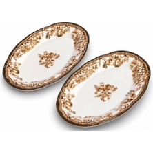Porser Fulya Kayık Tabak Seti 21CM 2 Parça Brown