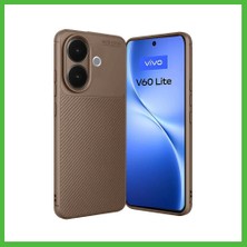Bezos Vivo V60 Lite Uyumlu Auto Focus Karbon Kapak - Kahverengi Arz