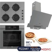 Ferre Pızzart-Steamart-Fryart-Sılentart Serisi Gri Set (CS208-FA + QEP65CPR +D065-SA ) - Emaye Izgara / Kademeli Musluk