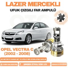 OtoÇizgi Opel Vectra C 2002 - 2008 Kısa Far Uyumlu Mercek LED Ufuk Çizgili Far Ampulü LED Şimşek Etkili