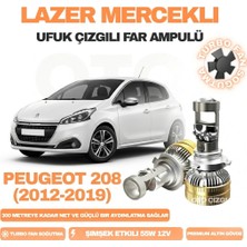 OtoÇizgi Peugeot 208 2012 - 2019 Kısa ve Uzun Far Uyumlu Mercek LED Ufuk Çizgili Far Ampulü LED Şimşek Etkili