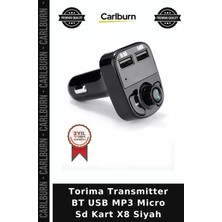 Carlburn Premium Torima Transmitter Bt USB Mp3 Micro Sd Kart X8 Siyah Seyahat Otomobil Teknoloji