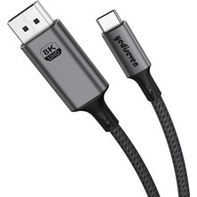 Yediseven Type C To Displayport 1.4 Görüntü Aktarma Kablosu Thunderbolt 3/4 Uyumlu 8K@60Hz 4K@144Hz 32.4gbps Hbr3 2 Metre