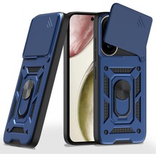 Caseonn Vivo X200 Fe Kılıf Sürgülü Kamera Korumalı Yüzüklü Mıknatıslı Tank Kapak Lacivert