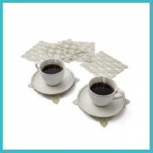 Defne Store 6 Lı Dantel Kahve Sunumluğu 15X15 cm Asorti Desenli Şık Bardak Altlığı Dfnbez