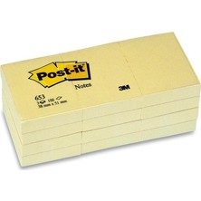 3M Post-It 653 Sarı Yapışkanlı Not Kağıdı 100 Yaprak 38 x 51 cm 12'li Paket