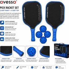 Avessa PKL-SET-200 Fiberglass Pıckle Raket Set Mavi