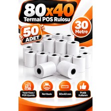 Cece Ambalaj Yazar Kasa Adisyon Rulosu 80×40 mm (Tam Metre) – Termal Rulo – 50 Adet