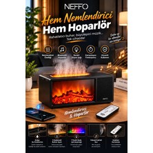 Neffo Bluetooth 5.0 Retro Gramofon Hoparlör Şömine Efektli Nemlendirici USB Bağlantılı Soğuk Buharlı Nemlendirici