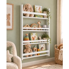 T Designo Kiri 4 Raflı 120 x 80 cm Montessori Kitaplık- Çocuk Kitaplığı-Oyuncak Rafı-Dekoratif Raf-Organizer