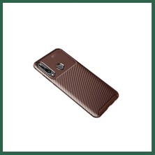 Vintessy Vıntessy Huawei Y6P Uyumlu Kılıf Auto Focus Karbon Kapak - Kahverengi BZS01