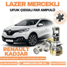 OtoÇizgi Renault Kadjar 2015 - 2022 Kısa ve Uzun Far Uyumlu Mercek LED Ufuk Çizgili Far Ampulü LED Şimşek Etkili