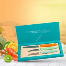 Pirge Pure Line 3 Parça Metal Sebze Meyve Bıçak Seti Çok Renkli Tasarım ile Mutfakta Pratik Kullanım