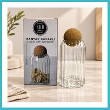 Defne Store Mantar Kapaklı Küçük Çizgili Kavanoz Dfnbez