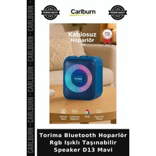 Carlburn Torima Bluetooth Hoparlör Rgb Işıklı Taşınabilir Speaker D13 Mavi Genç Odası Müzik Ses Cihazı