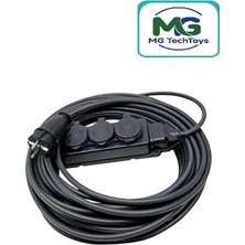 MG TechToys 3x1,5 Mm² Ttr Kablolu Üçlü Kauçuk Priz  Uzatma Kablosu 1 Mt.