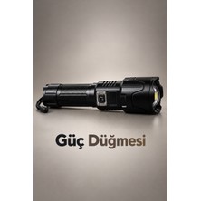 Alfa Brand Dijital Göstergeli LED El Feneri Type C Şarjlı Teleskopik Zoom Özellikli