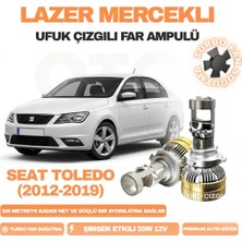 OtoÇizgi Seat Toledo 2012 - 2019 Kısa Far Uyumlu Mercek LED Ufuk Çizgili Far Ampulü LED Şimşek Etkili