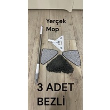 RSC Marketim ( 3 Farklı Bezli ) Teleskopik Üçgen Camsil Duvar Yüzey Cam Silme Aparatı Mop Mikrofiber
