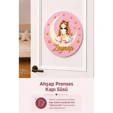 Bugy Bagy Ahşap Çocuğun Ismine Özel Aylı Prenses Isimli Kapı Süsü - Bebek Hastane Kapısı ve Bebek Odası Için Kapı Süsü