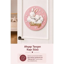 Bugy Bagy Ahşap Çocuğun Ismine Özel Tavşan Kapı Süsü-Bebek Hastane Kapısı ve Bebek Odası Için Kapı Süsü