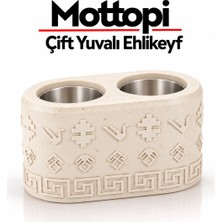 Mottopi  Çift Kadeh Ehlikeyf Kilim Motifli Termojelli Donarak Soğutan ,Paslanmaz Çelik-Mermer Renk