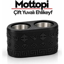 Mottopi Çift Kadeh Ehlikeyf Kilim Motifli, Termojelli Paslanmaz Çelik, Donarak Soğutan-Siyah 1 Adet
