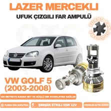 OtoÇizgi Volkswagen Golf 5 2003 - 2008 Kısa Far Uyumlu Mercek LED Ufuk Çizgili Far Ampulü LED Şimşek Etkili