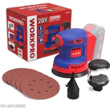 Workpro WP392203 20VOLT 125MM Şarjlı Kömürsüz Devir Ayarlı Profesyonel Eksantrik Zımpara (Aküsüz)