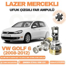 OtoÇizgi Volkswagen Golf 6 2008 - 2012 Kısa Far Uyumlu Mercek LED Ufuk Çizgili Far Ampulü LED Şimşek Etkili