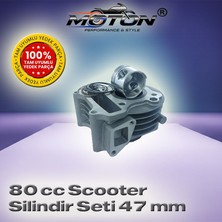 Moton Scooter 80 cc Komple Silindir Piston Seti 47 mm (50 cc Uyumlu)