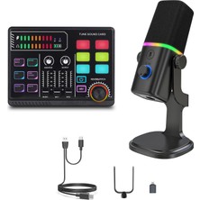 Odea Coverzone Ses Kartı ve Mikrofon Set Youtube Kick Podcast ve Yayıncı, Ses Kartı, Dj Mikser, Taşınabilir Podcast Prodüksiyon Stüdyosu, Canlı Yayın, Kayıt, Oyun Için Kondenser Mikrofon Mikseri P100-KD8