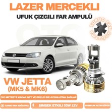 OtoÇizgi Volkswagen Jetta (Mk5 & Mk6) 2005 - 2018 Kısa Faruyumlu Mercek LED Ufuk Çizgili Far Ampulü LED Şimşek Etkili